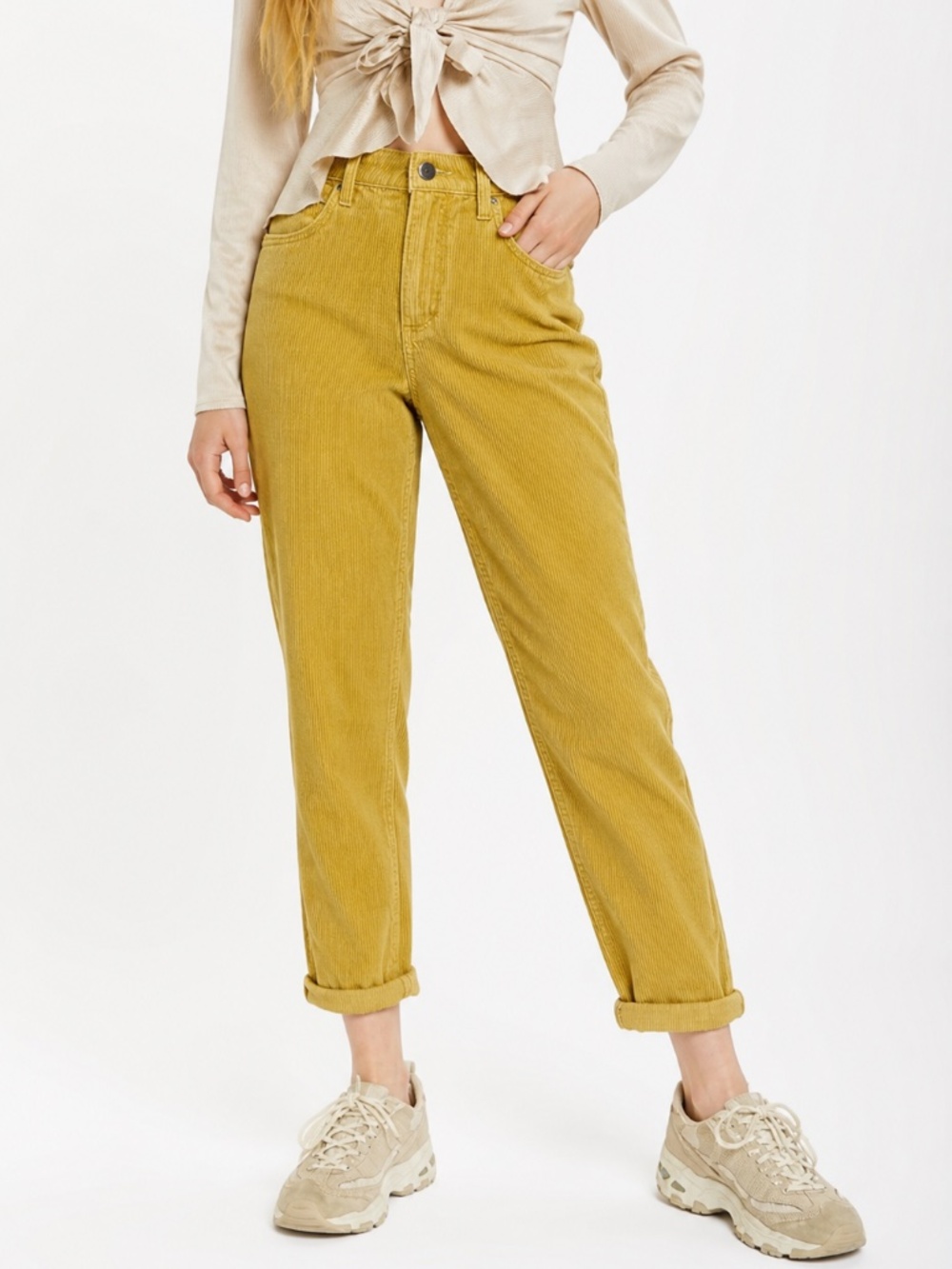 Urban Outfitters BDG Mom Jeans High Rise Mustard Corduroy Size 30
